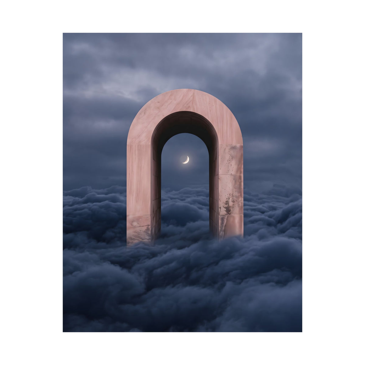 Surreal Archway Moon Poster – Matte Vertical Wall Art