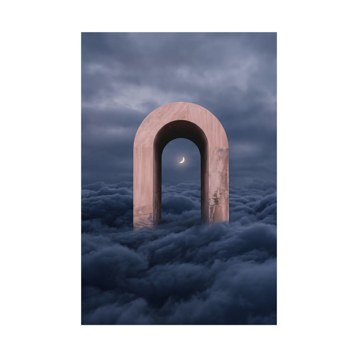 Surreal Archway Moon Poster – Matte Vertical Wall Art