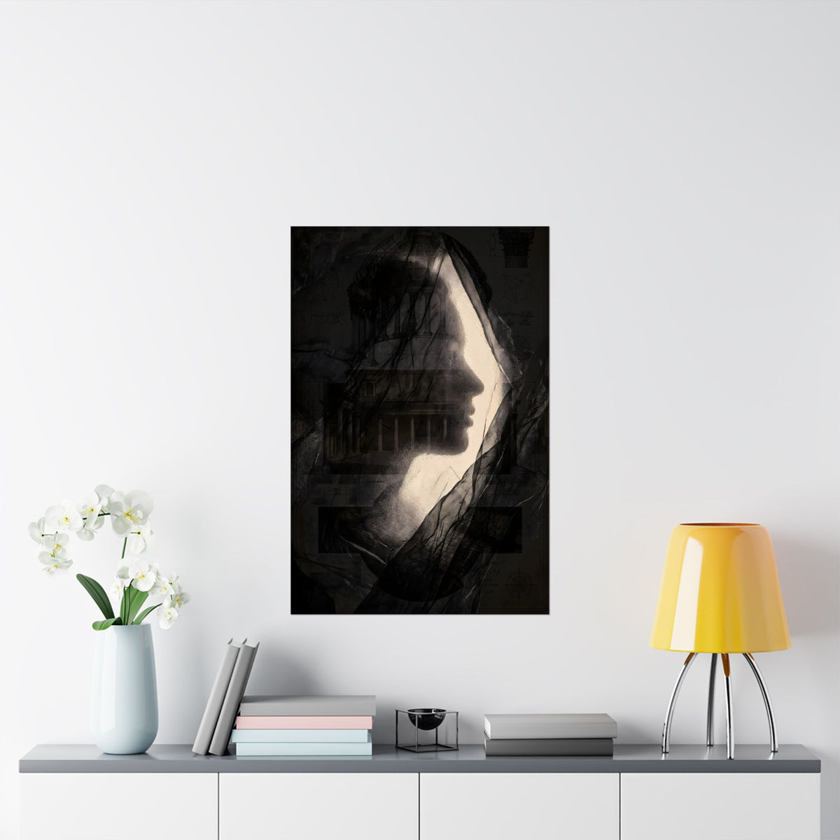 Gothic Silhouette Matte Poster — Dark Portrait Wall Art for Moody Home Decor