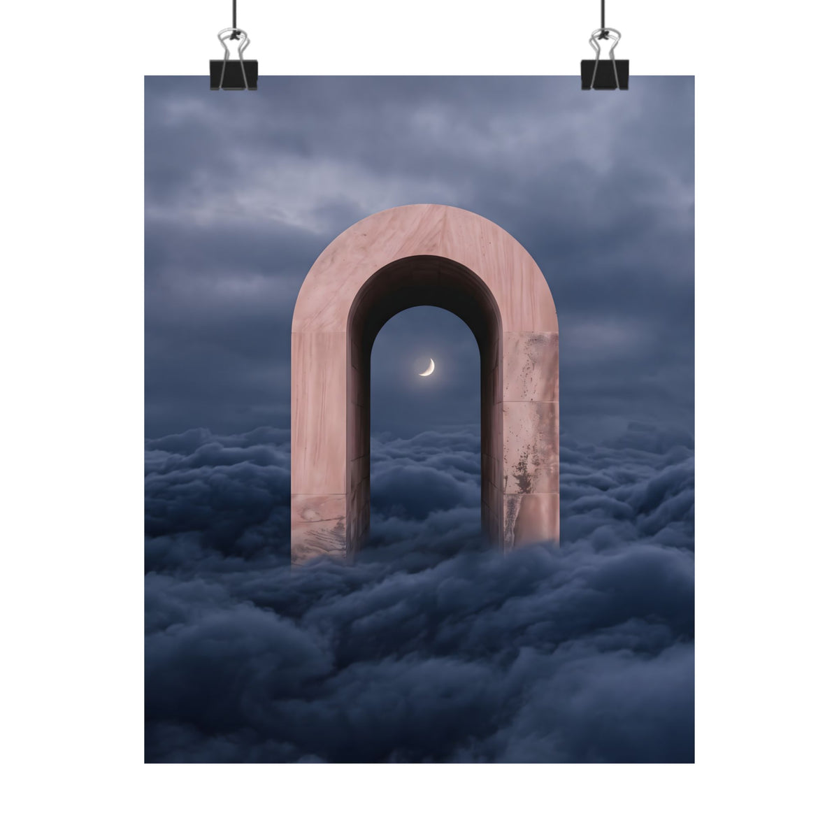 Surreal Archway Moon Poster – Matte Vertical Wall Art
