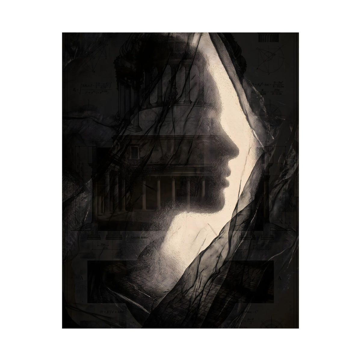 Gothic Silhouette Matte Poster — Dark Portrait Wall Art for Moody Home Decor