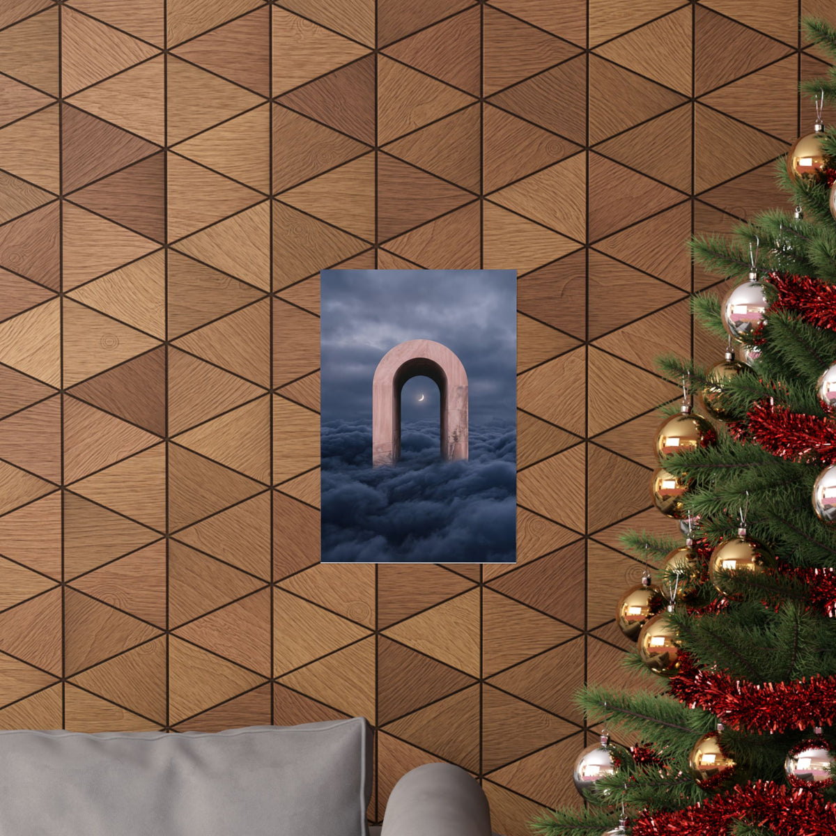 Surreal Archway Moon Poster – Matte Vertical Wall Art