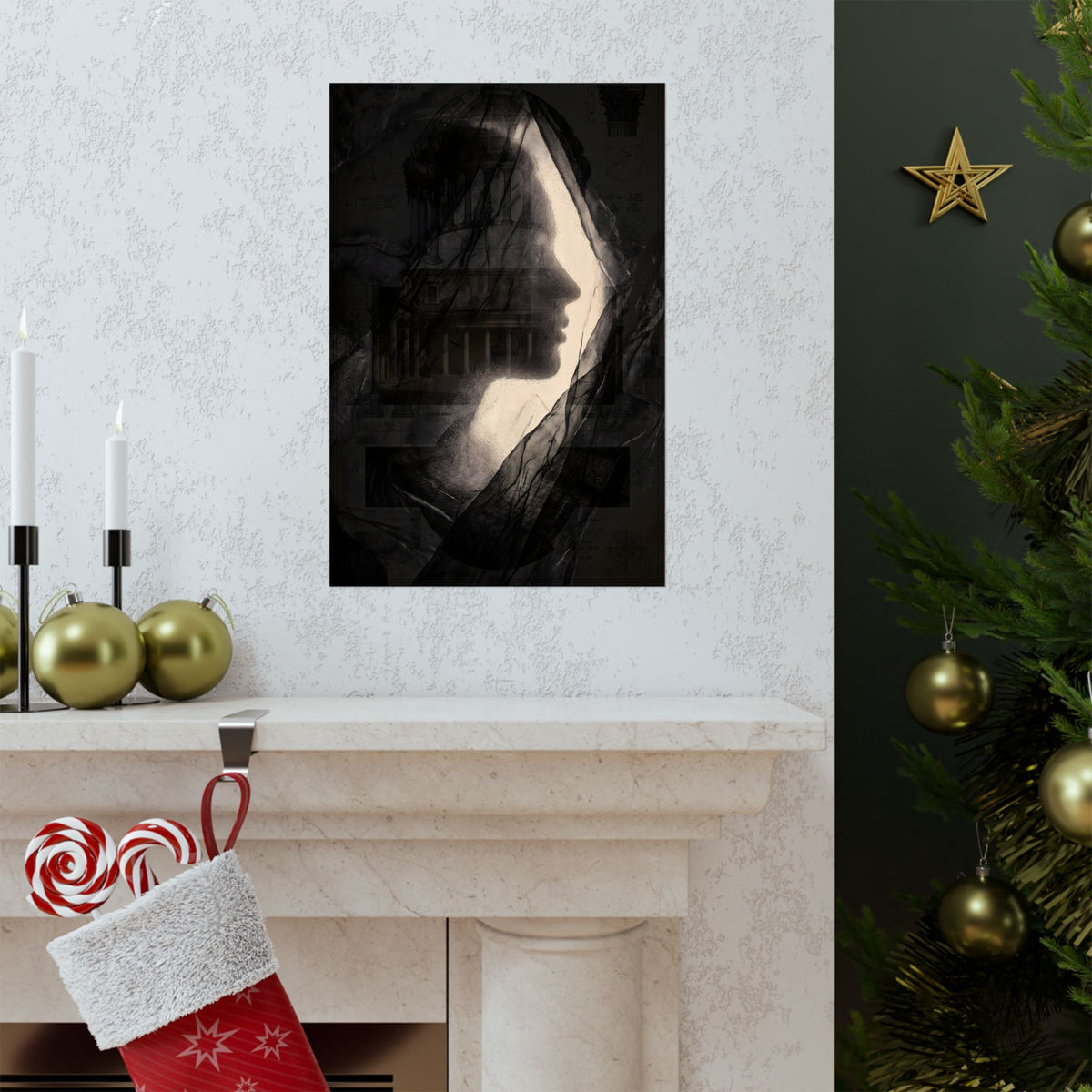 Gothic Silhouette Matte Poster — Dark Portrait Wall Art for Moody Home Decor