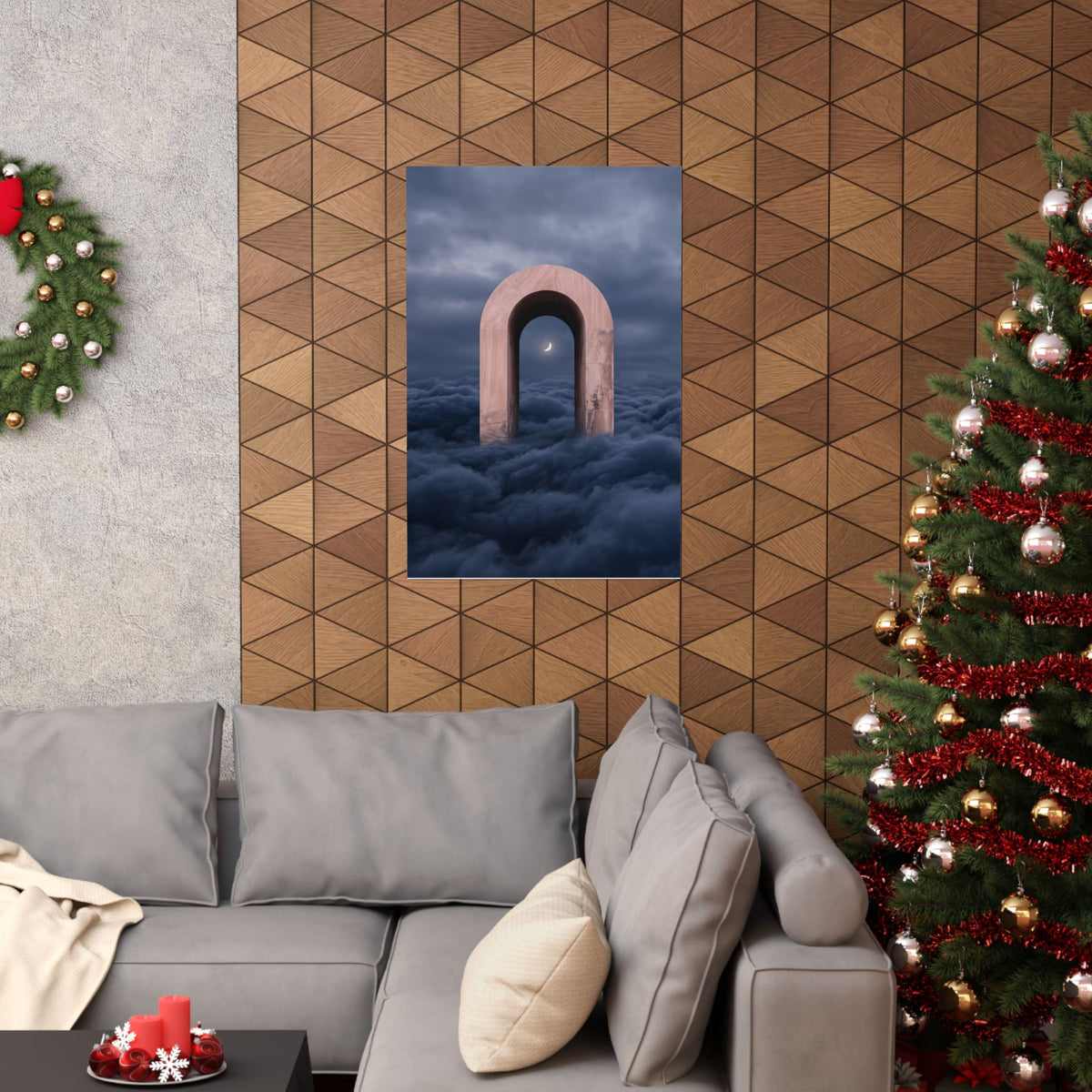 Surreal Archway Moon Poster – Matte Vertical Wall Art