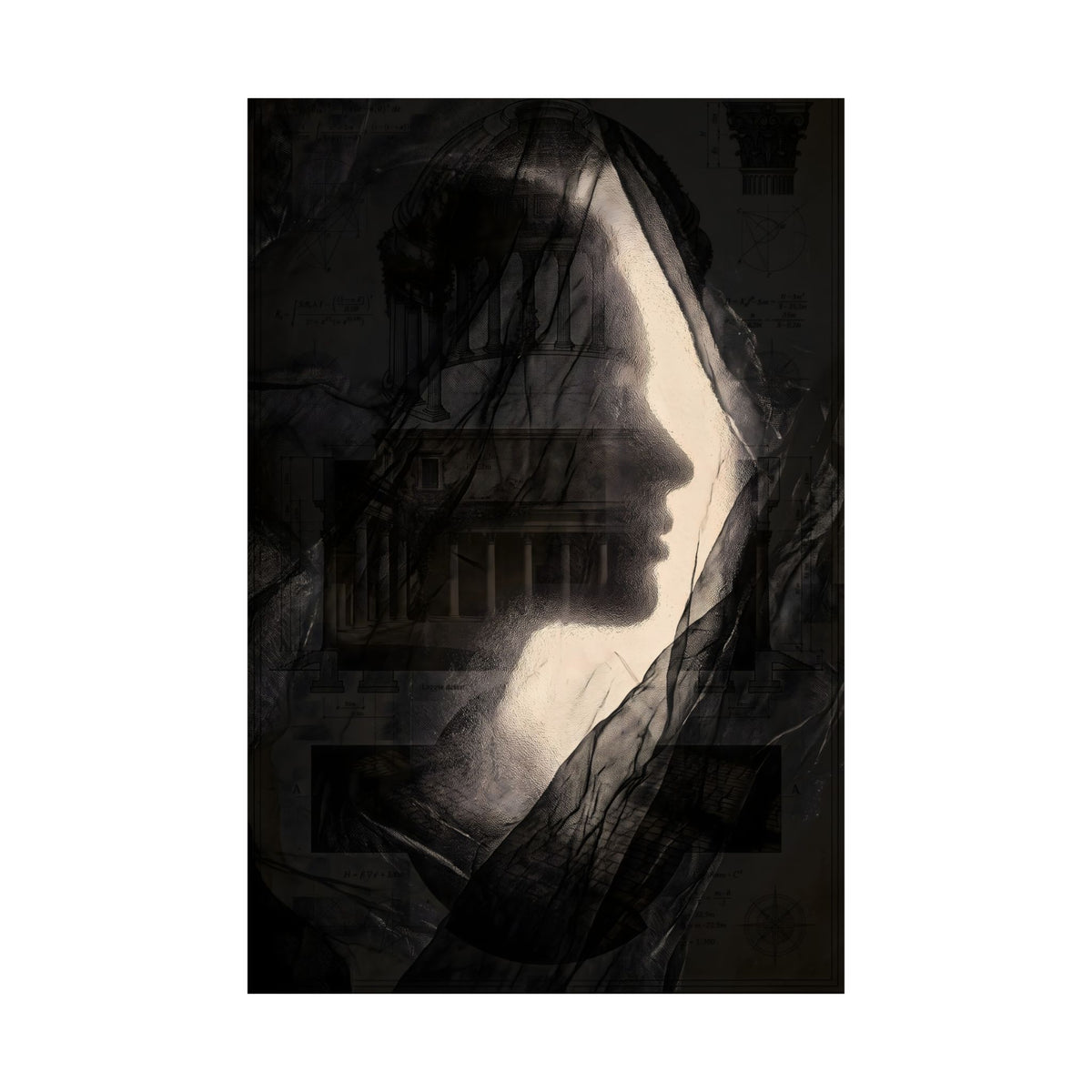 Gothic Silhouette Matte Poster — Dark Portrait Wall Art for Moody Home Decor