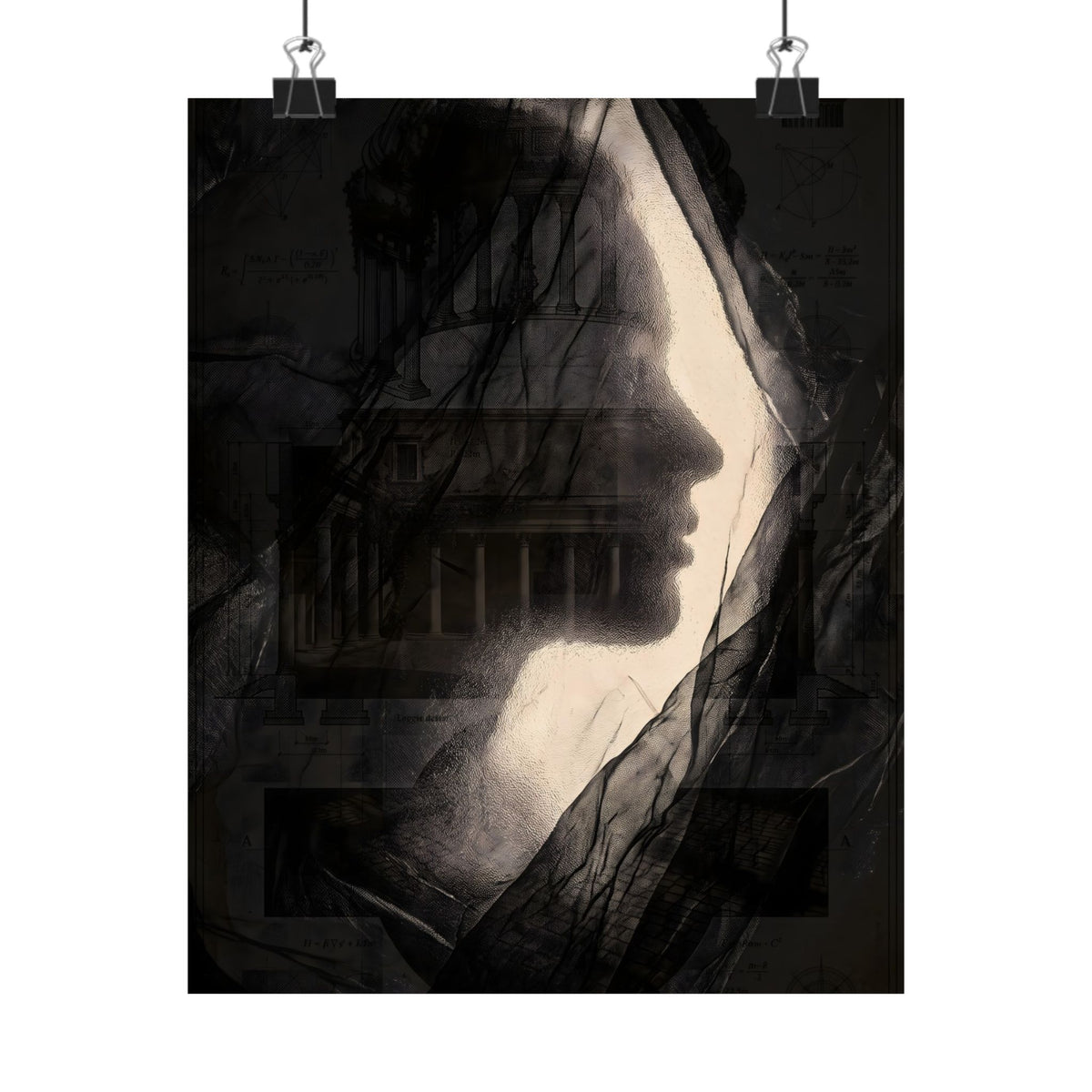 Gothic Silhouette Matte Poster — Dark Portrait Wall Art for Moody Home Decor